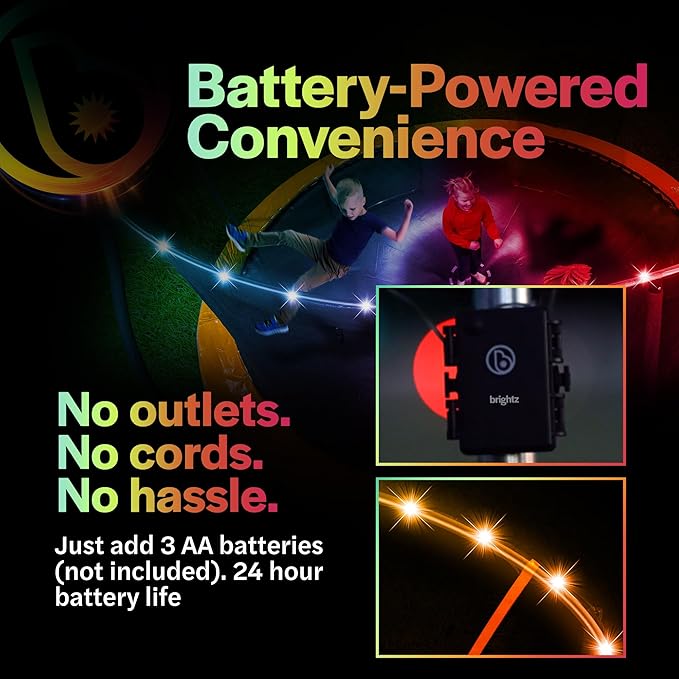 Brightz Above-The-Net Trampoline Lights - Fits All Trampolines up to 16 ft - Motion Activated with 3 Color Modes - Fun Trampoline Accessories - Christmas Gifts Stocking Stuffers for Kids, Boys, Girls