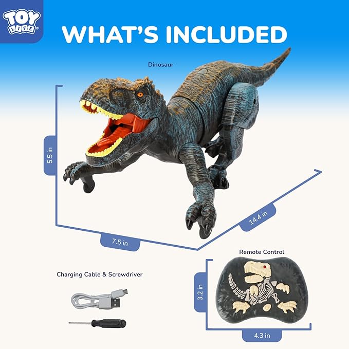 STEAM Life Remote Control Dinosaur Toy, RC T-Rex with Lights, Sounds & Mist Spray, Walking Robot Dinosaur Toys for Boys Age 4-7, Rechargeable Large Dinosaurs Toy Gift