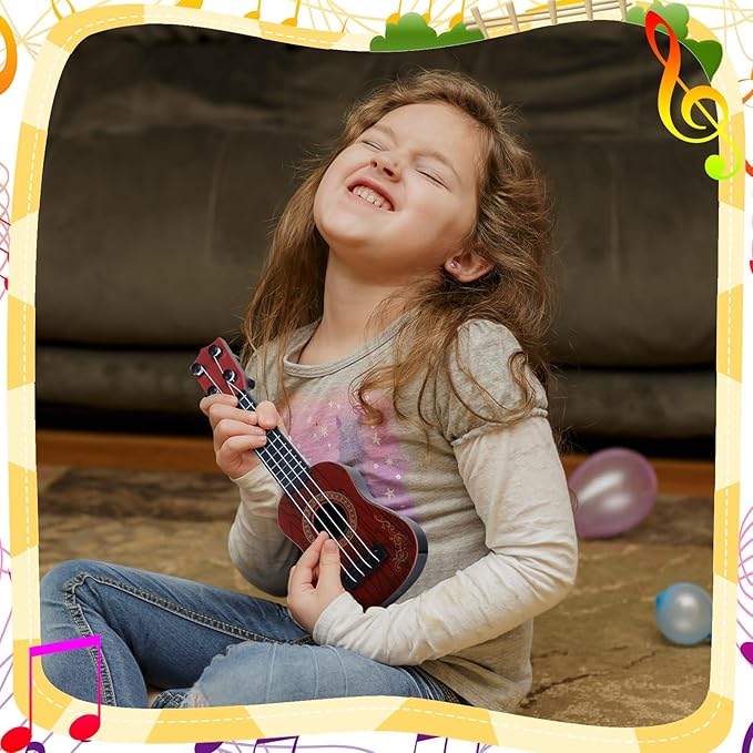Lenwen 12 Pcs Kids Ukulele Guitar 10 Inch Kids Toy Ukulele 4 Strings Mini Guitar Children Musical Instruments Educational Learning Toy for Toddler Beginner Preschoolers Education