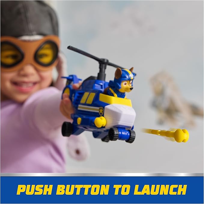 PAW Patrol: Air Rescue Chase Action Figure & Hero Helicopter Toy with Projectile Launcher & 2 Projectiles, Kids Toys for Boys & Girls Ages 3+