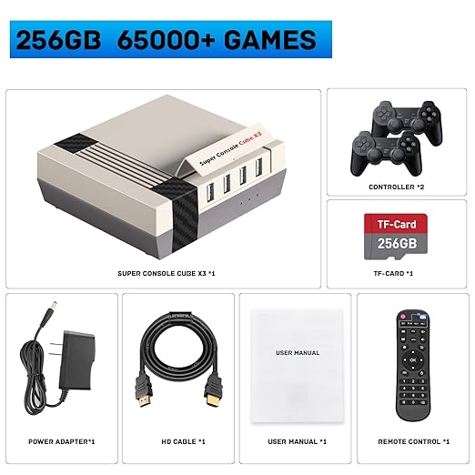 Kinhank Retro Game Console with 65000+Games,Super Console CUBE X3 Video Game Console with EmuElec 4.6/Android 9/CoreE,8K Output,2.4+5G,BT 4.0,Emulator Console Compatible with Most Emulators,Best Gift
