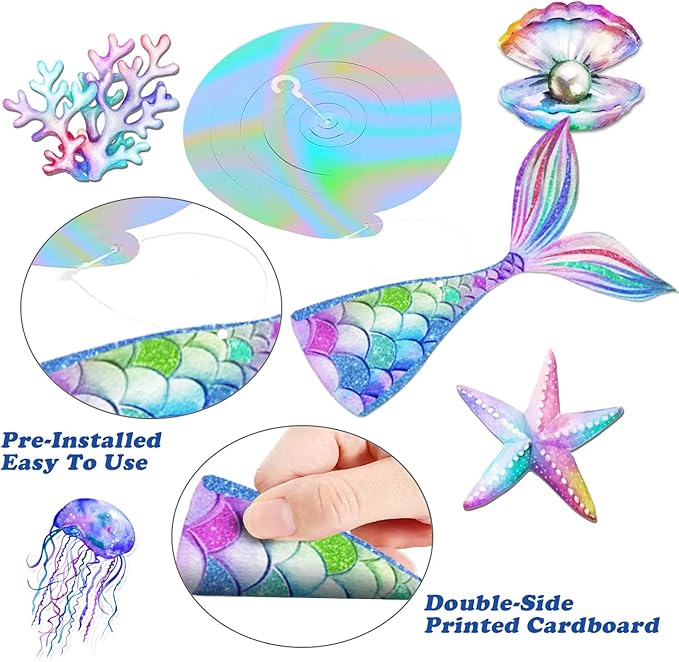 30 Pcs Mermaid Hanging Swirl - Mermaid Party Decorations, Mermaids Parties Supplies for Girls, Ocean Ceiling Streamers for Mermaids Party Favors, Baby Shower and Theme Birthday Parties Decoration