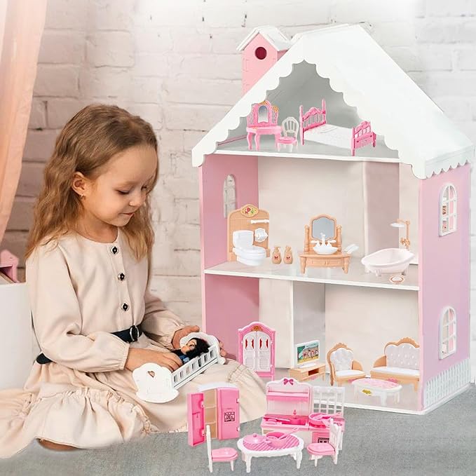 35 Pcs Dollhouse Furniture Accessories Set Mini House Furniture Small Dollhouse Miniature Furniture Play House Accessories 1:12 Tiny Kitchen Bedroom LivingRoom Bathroom Boy Girl Toddler3Y+