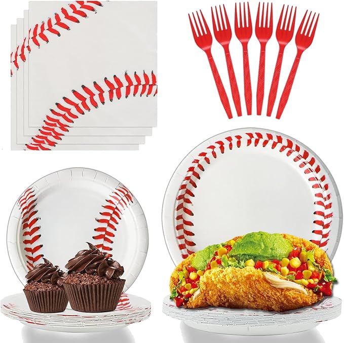 96 Pcs Baseball Party Decorations Bundle Paper Plates Napkins For Baseball Birthday Party Favors