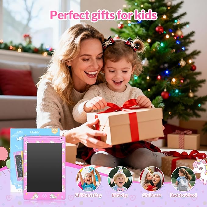 Mafiti LCD Writing Tablet 8.5 Inch Electronic Writing Drawing Pads Portable Doodle Board Gifts for Kids Toys for Girls Pink