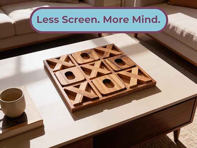 BSIRI Jumbo Tic Tac Toe Board Games 14 Inch - Wall Tic Tac Toe for Rustic Home, Farmhouse, Patio, Coffee Table Decor, Ideal Outdoor, Game Night, Family Games, Unique Gifts for Couples