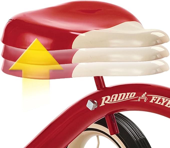 Radio Flyer 34TX Kids Beginner Classic Steel Framed 10 Inch Front Wheel Adjustable Seat Tricycle with 3 Position Push Handle, Red