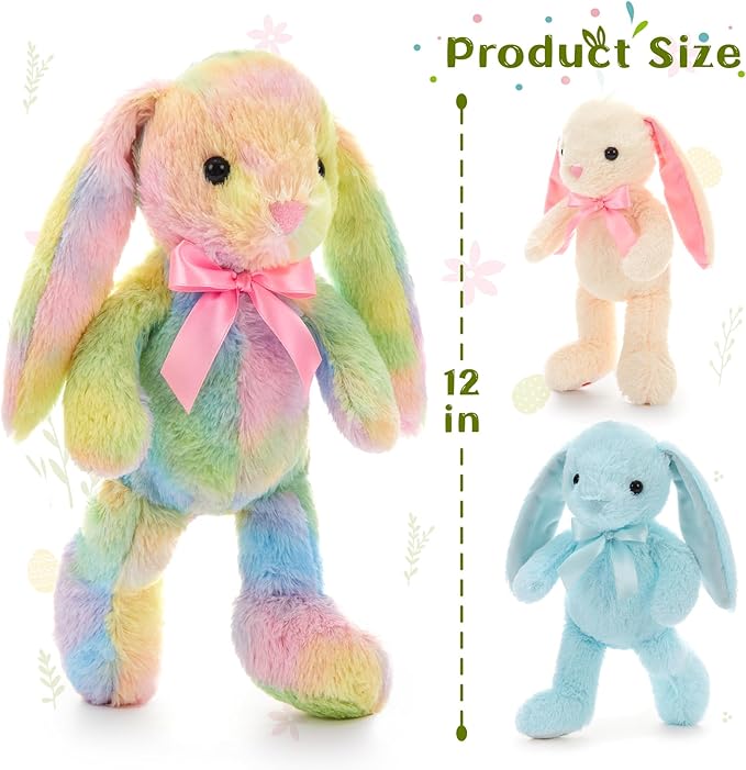 MaoGoLan 6 Pack Floppy Bunny Stuffed Animals 12 inch Easter Bunnies Bulk, Cute Plush Rabbit Toys Easter Gift Basket Stuffers for Kids Girls Party Favors Spring Decorations (Machine Washable)