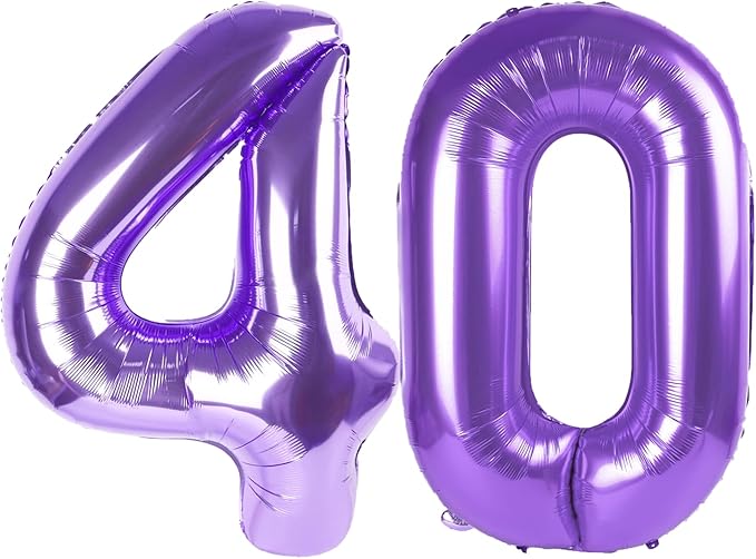 40 Inch Purple Number 40 Digital Balloon,Jumbo Mylar Foil Helium Balloon for 40 Balloons for Birthday Party,Wedding Anniversary Party Decorations