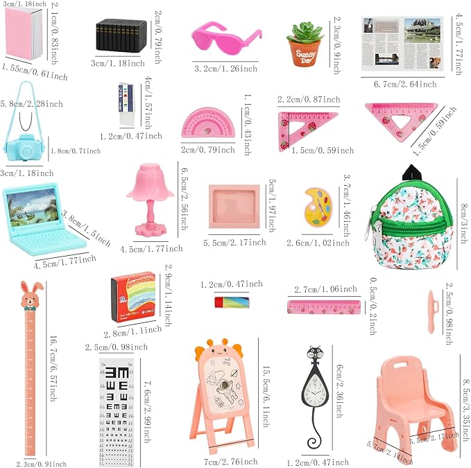 ONEST 45 Pieces Mini House School Supplies Mini School Accessories Miniature House Home Miniature Model DIY Accessories