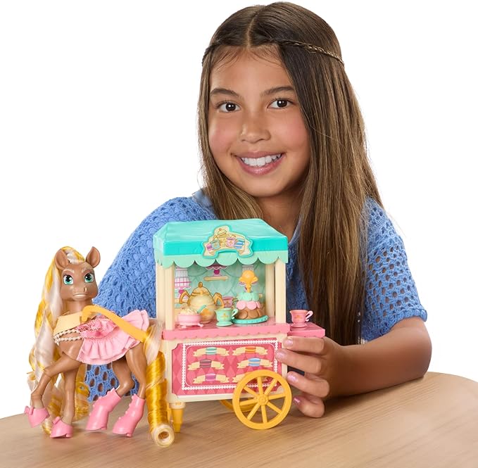 Wild Manes Horse Toys Cherie’s Tea and Treats Cart Playset with Cherie Horse Doll Figure, Includes Brush and Play Accessories