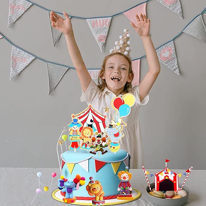 Circus Cake Toppers Carnival Cupcake Toppers Circus Birthday Cake Decorations Carnival Birthday Party Supplies Circus Baby Shower Decoration