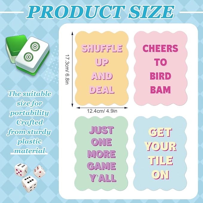 Soulchen 4 Pcs Mahjong Tile Mixer Shufflers for Mixing and Shuffling Tiles Plastic Mahjong Accessories Gifts for Lovers Games Decorative Printed Design (Pastel Syle)