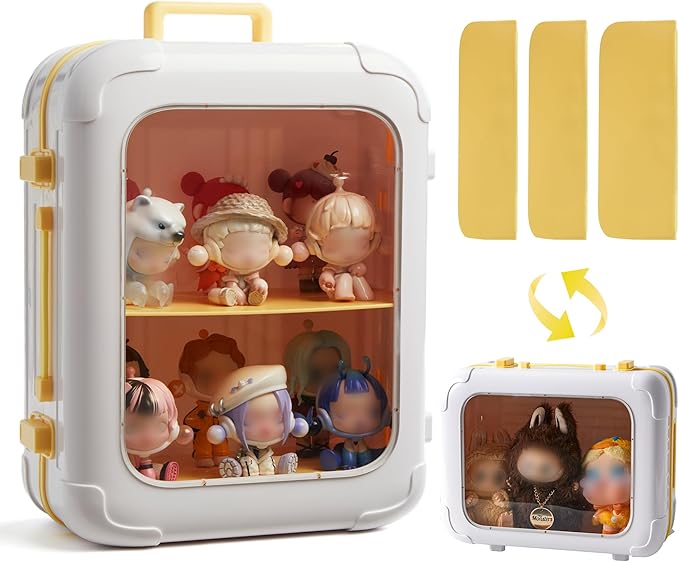 Clear Display Case for Figures, Adjustable Display Stand Toy Box,Dust-Proof Stackable Display Cabinet Organizer for Mini Action Figures Collectibles(1 Pack)