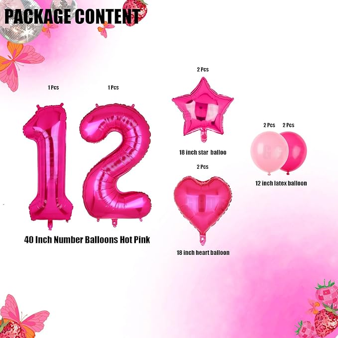 40 Inch Number Balloons Hot Pink 21 Large Number Balloon Anniversary Event Celebration Bachelorette Cowgirl Let's Go Girls Pink Themed 12th 21st Birthday Party Decor Supplies 10 Pcs
