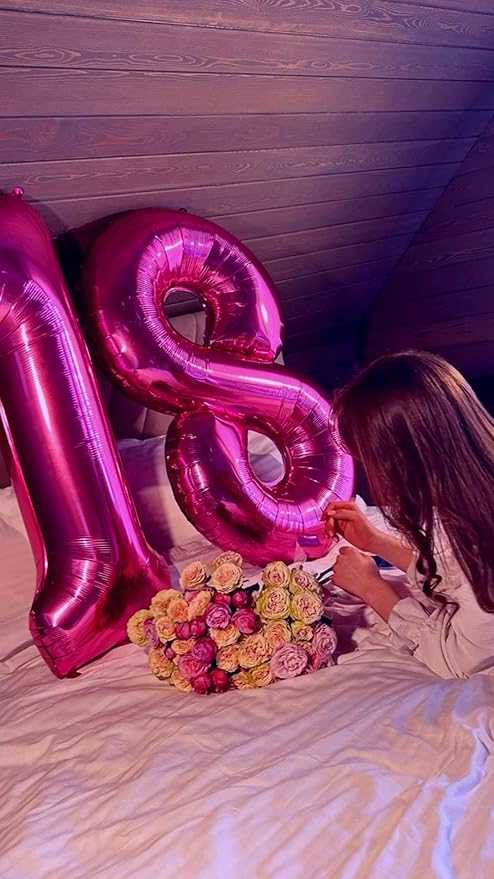 Rosy Purple Number 7 Birthday Balloon 40 Inch, Digital Balloons for 7 17 27 70 77 Party Celebration Decorations Supplies,Rosy Purple Mylar Foil Numbers Balloon for Seven Wedding Anniversary