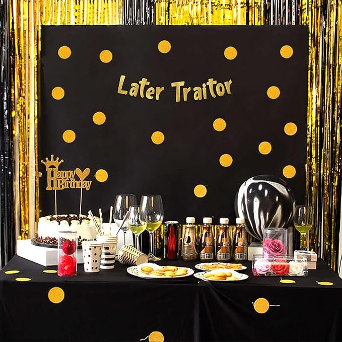 Pre-Strung Later Traitor Going Away Party Gold Glitter Banner - Funny Retirement Decorations for Men and Women - Retirement Party Supplies and Gifts