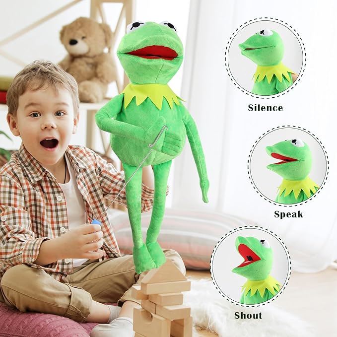 SUIYUEOUR Kermit The Frog with Control Rod Metal Puppets Set,The Muppets Show, Puppet Theatre,Soft Plush Frog Puppets Suitable for Kids Role Play Toy - 24 Inches,3 Years +