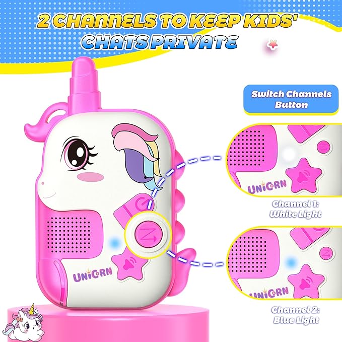Rechargeable Walkie Talkies Toys for Kids: Dinosaur Toys Walkie Talkies for Kids 2 Pack Easter Birthday Gifts for 3 4 5 6 7 Year Old Girls Unicorn Toy Age 4-5 6-8 Years Old Basket Stuffers