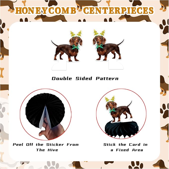 9 PCS Dachshund Honeycomb Centerpieces Table Decorations Dachshund Table Centerpieces for Dachshund Dog Party Supplies Birthday Party Decorations