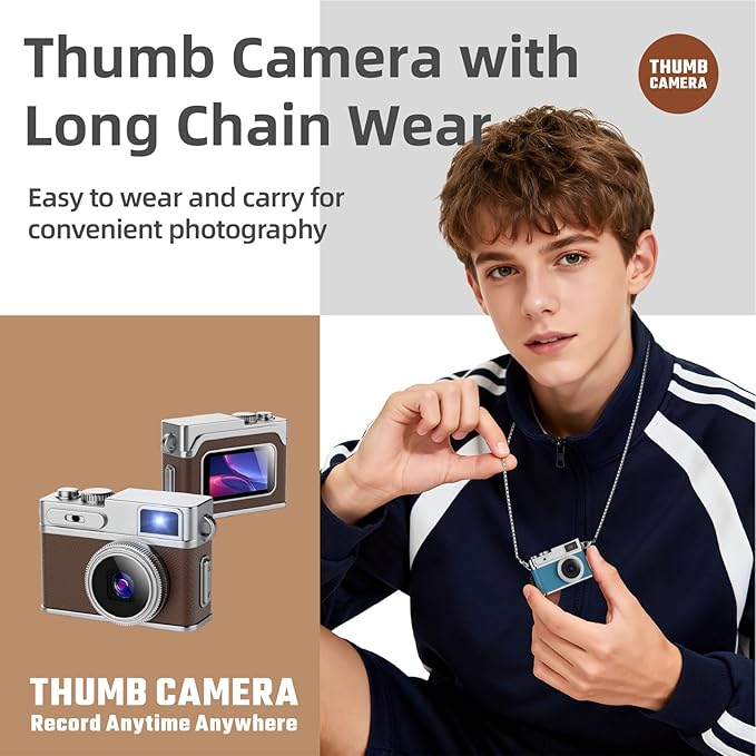 1080P HD Tiny Retro Keychain Digital Camera, with 32GB SD Card & OTG Adapter & Card Reader, 0.96" Screen Vintage Compact Micro Pocket Camera for Travel, Concert, Study Recording - (Blue)
