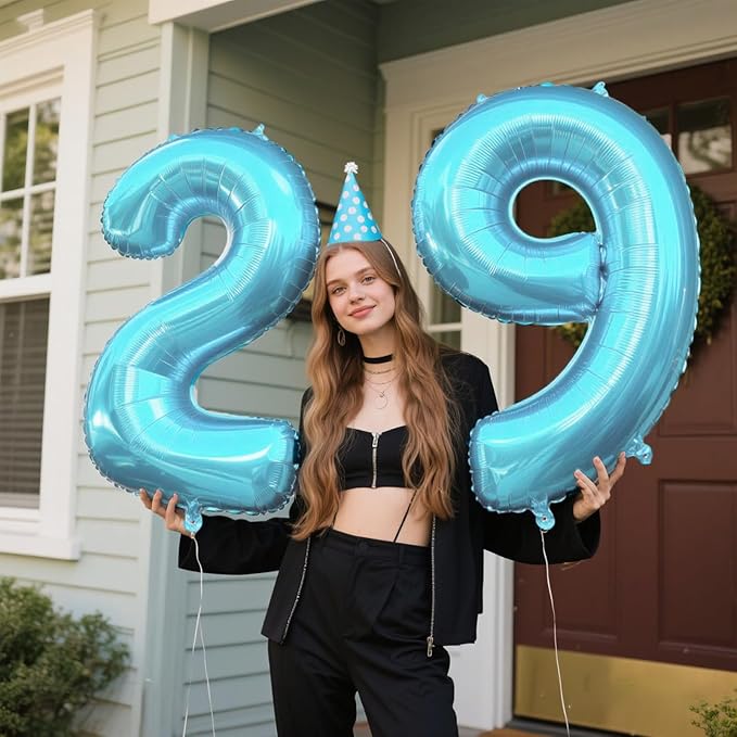 40 inch Light Blue Number 9 Balloon Jumbo 19 29 39 90 99 Foil BalloonsGiant Large 9 Foil Balloon for Birthdays, Anniversaries, Graduations, 9th Birthday Decorations for Kids