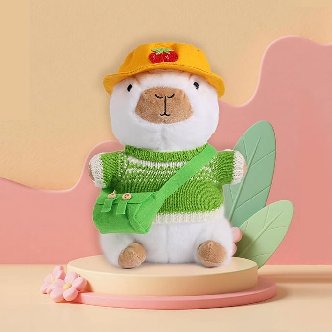 Capybara Plush Toy with 10 Pcs Clothes & Accessories, Dress Up Capybara Plush Toys, Cute Capybara Stuffed Animal with Outfits Birthday Gifts for Boys Girls