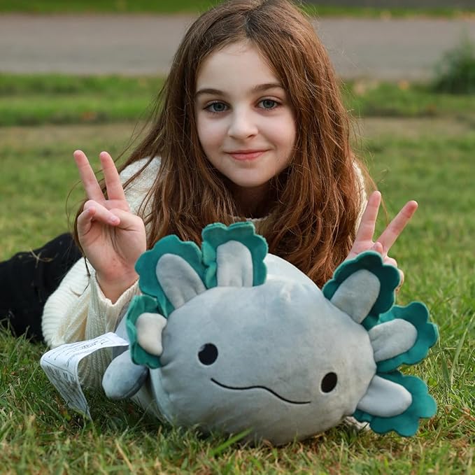 4Pcs Axolotl Plush, Cuddly Stuffed Animal Mommy 24 inch with 3 Baby Plushies in Tummy, Soft Toys Gifts for Kids Girls Boys