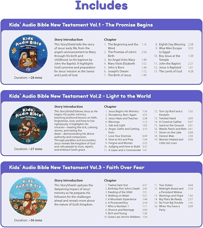 New Testament StoryShield Collection for StoryPhones Headphones | 6 Screen-Free Audio Disks in Collaboration with Crossway - Includes HardBack Book, StoryPhones Headphones sold separately on Amazon