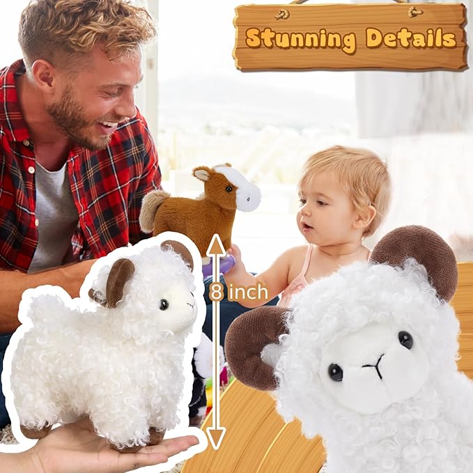 MaoGoLan 6-Pack Stuffed Farm Animal Bulk Plush Toys Set 10″ Soft Stuffed Animals for Kids, Girls - Party Decor, Centerpieces & Pretend Play, Thanksgiving, Christmas, Easter Gifts
