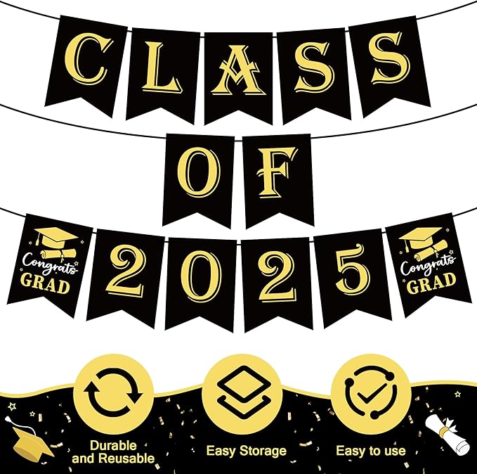 OHOME Graduation Decorations Banner Class of 2026-2026 Graduation Party Decorations - Black Backdrop for Party Favors Supplies