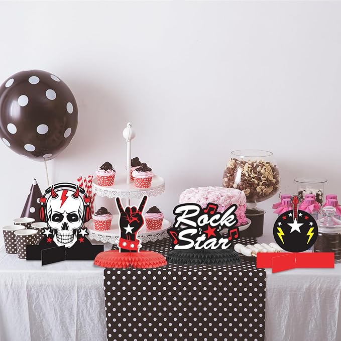 10 Pcs Rock and Roll Party Decorations Rock Star Centerpieces Born to Rock Party Decorations Music Theme Party Supplies Halloween Rock Birthday Decorations for Birthday Baby Shower Party Supplies