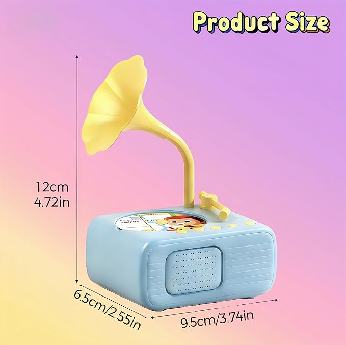 2026 New Kids Phonograph with 96 Audio Cards + 8 DIY Recordable Cards - Toddler Gramophone Record Player - Early Education Phonograph Story Machine-Bedtime Story Music Player (Pink)