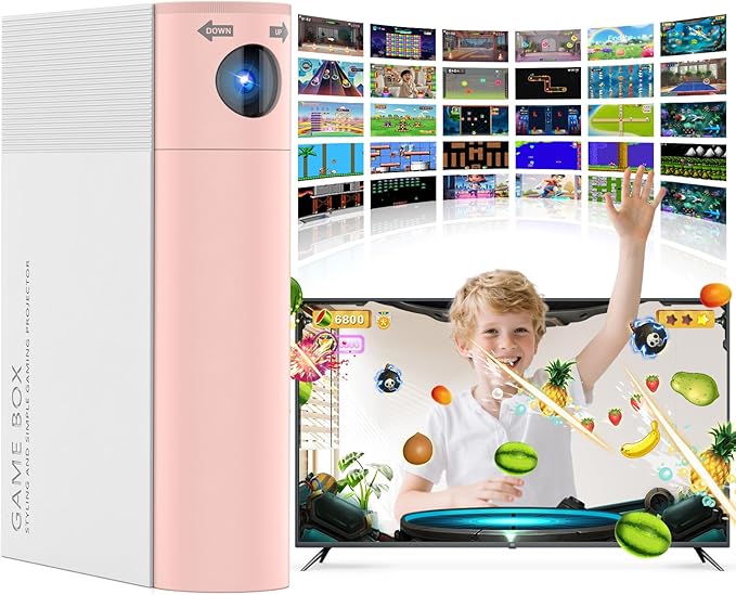 AR Motion Game Console for Kids: Plug and Play TV Video Game System for Indoor Physical Play Interactive Family Fun Game Nights Parties Playtime - Great Gift for Boys Girls (Pink&White)