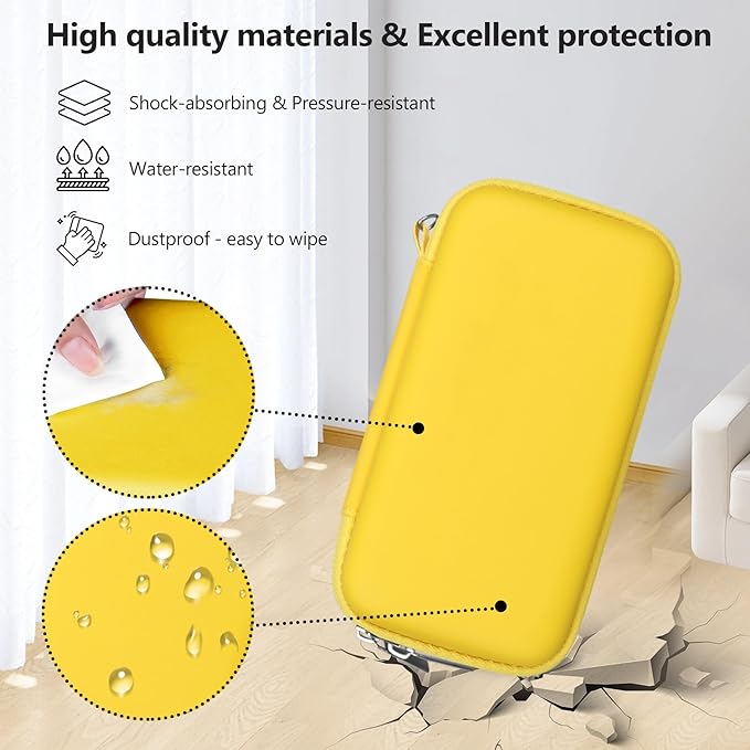 Supmay Carrying Case Compatible with CCTU / TEBIYOU Kids Handheld Games Preloaded 218 Retro Video Games, Portable Gaming Electronic Toys Storage Holder Travel Bag with Mesh Pocket for USB Cable,Yellow
