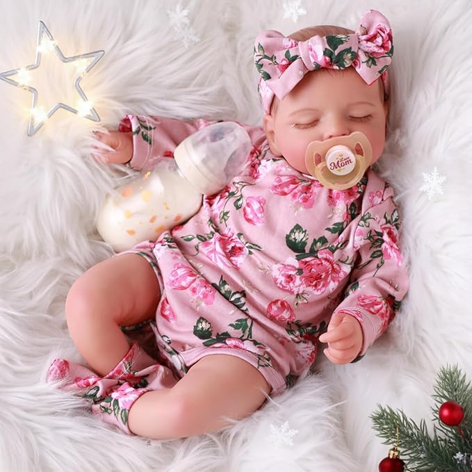 BABESIDE Lifelike Reborn Baby Dolls - Sleeping Realistic Newborn Soft Body Real Life Girl Dolls with Accessories Gifts for Kids Age 3 + & Collection, 20 inches