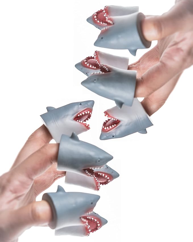 AQKILO Shark Finger Puppet Set, Ocean Animal Puppet Show Theater Props, Novelty Toys Weird Stuff Gifts,10 PCS