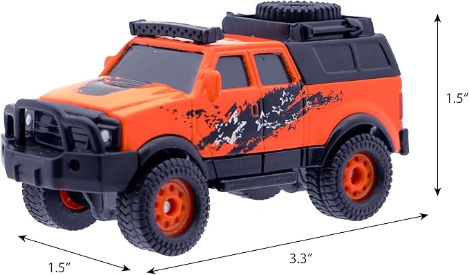 Mighty Fleet Diecast 3-Pack, Pick-Up Truck, SUV, and Off-Road Truck, Durable 3” Diecast Vehicles for Kids Ages 3+
