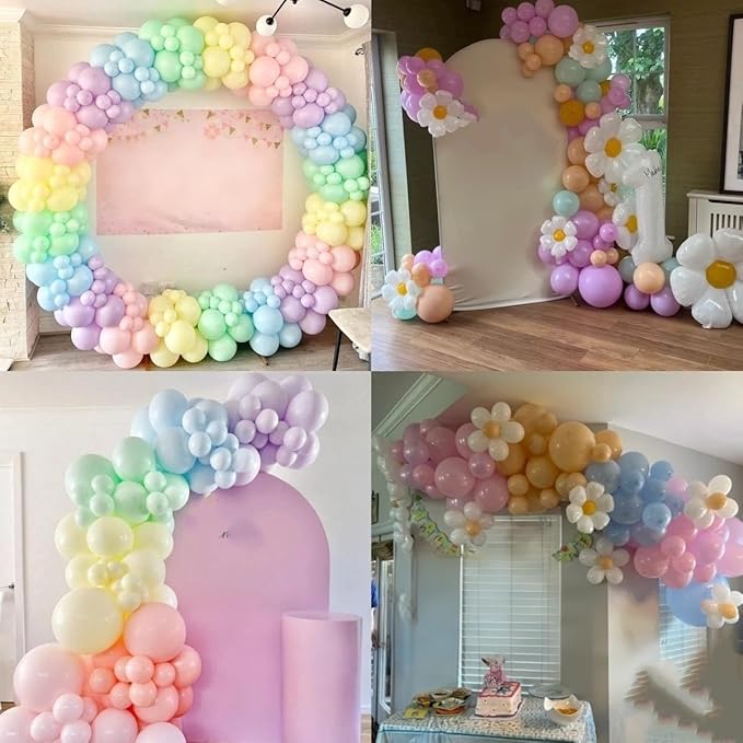 Pastel Balloons Pastel Pink Blue Purple Balloons for Groovy Rainbow Birthday Party Decorations Colorful Balloon 60PCS 12INCH Green Nude Assorted Colors Helium Latex Balloon for Arch