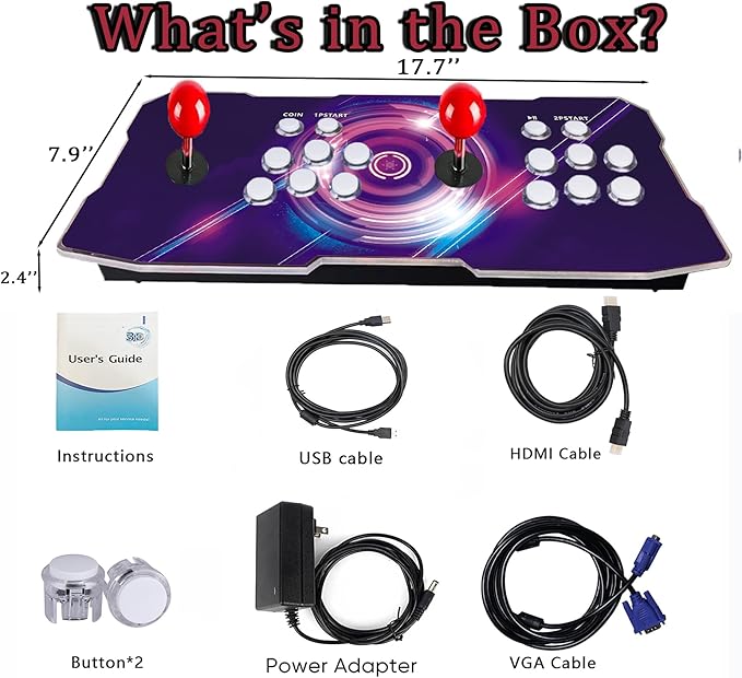 RegiisJoy 32000 mini Pandoras Box 78S Arcade Game Console, 4 Player 3D Magical Modified Game, Search Save Delete Cheat Function, Favorite List, One-Button Combo, 128G TF, 12 Classification