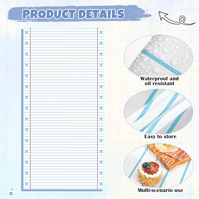 Frienda 4 Pcs Back to School Party Tablecloths 54 x 108 Inch Large Disposable Rectangular Notebook Eraser Tablecloth First Day of School Tablecloth for Kindergarten Party Supplies Table Decoration