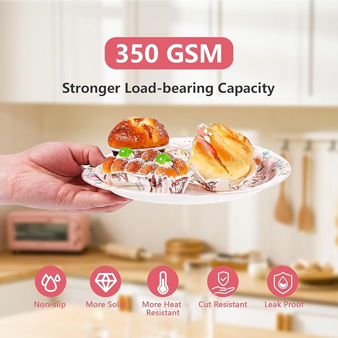 Grencian 96Pcs 80th Birthday Decorations for Women Floral 80th Birthday Party Plates and Napkins Disposable Rose Gold 80 Fabulous Tableware Set for Women 80 Years Old Party Supplies, Serves 24