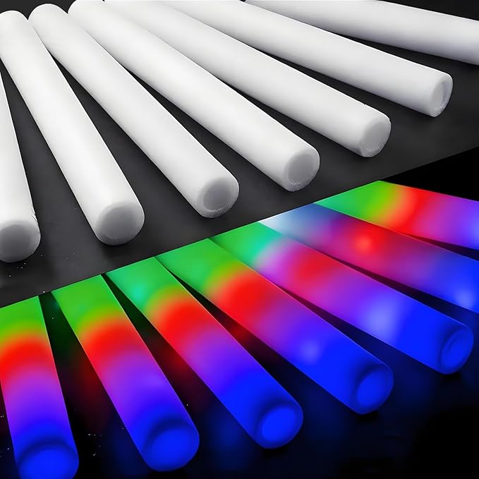 200+2 Pack Foam Glow Sticks Bulk Party Pack,Party Favors Supplies,3 Flashing Modes Glow In The Dark Party Supplies,Light Up Foam Sticks for Wendding Raves Camping Outdoor