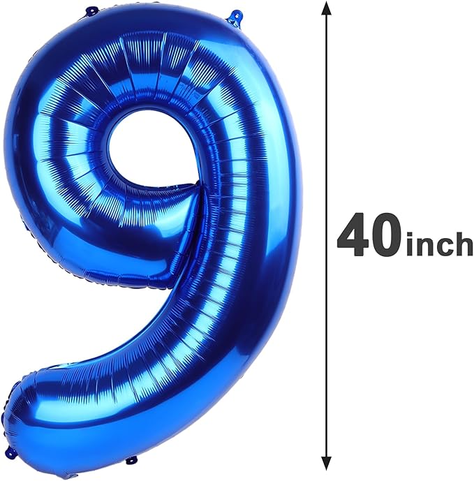 Large Foil Navy Blue Number 9 Balloon 40 Inch, Mylar 9th Number 9 Birthday Balloons, 9 19 29 39 59 99 Blue Party Decorations, Giant 9 Engagement Graduations Anniversary Party Supplies