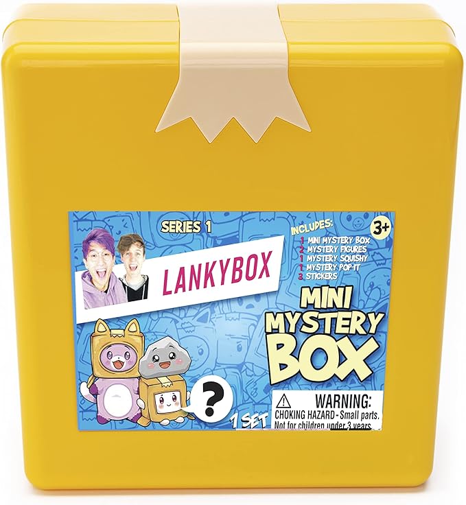 LankyBox Mini Mystery Box, for The Biggest LankyBox Fans, 2 Mystery Figures, 1 Squishy Figure, a pop-it, and 3 Stickers
