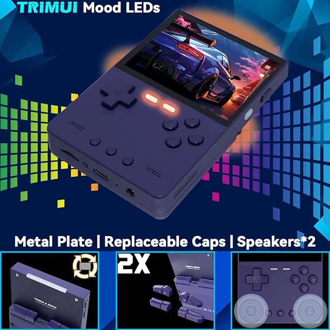 Trimui Brick Handheld Game Console 3.2-inch 1024*768 IPS Screen 3000mAh Trimui-Brick Opensource System with Portable Case and Screen Protector Purple
