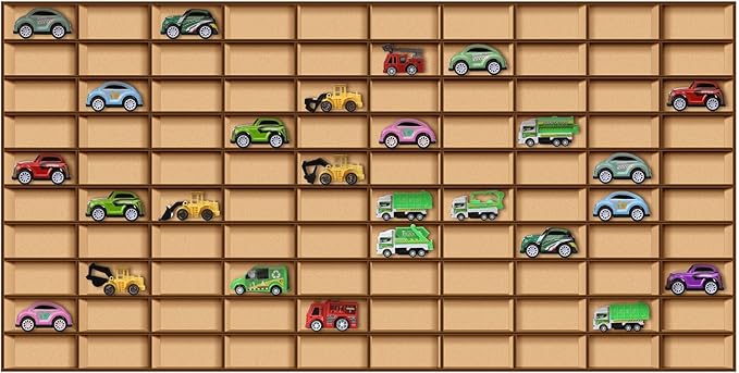 Menkxi 1 Pcs 110 Space Toy Car Display Case Wooden Wheels Shelf Wall Mounted Toy Car Storage Display Shelf Birthday Gift for Collectibles, Figurines, Shot Glasses