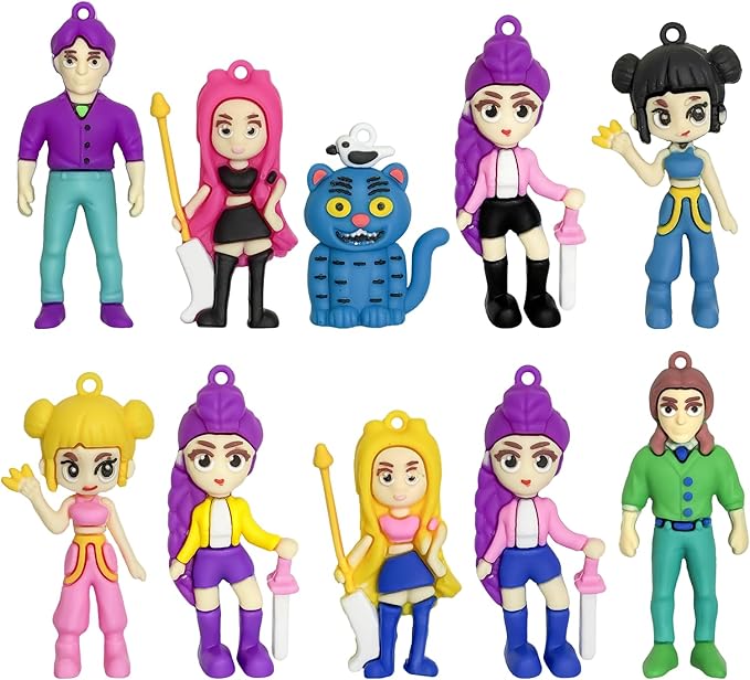 Demon Hunters Action Figures,Korean Idol Demon Doll,Demon Hunters Doll Model Set, Anime Character Figures, Desktop