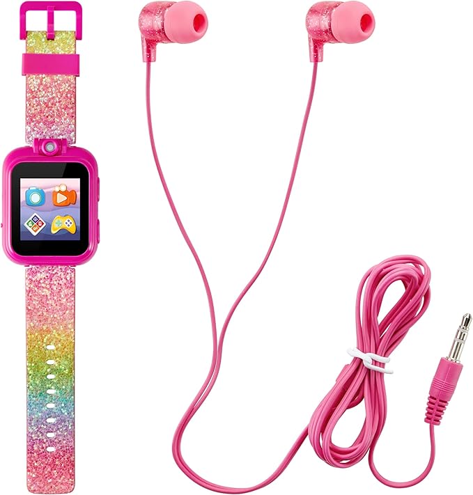 Playzoom Kids Smartwatch & Earbuds Set - Video Camera Selfies STEM Learning Educational Fun Games, MP3 Music Player Audio Books Touch Screen Sports Digital Watch Fun Gift for Kids Toddlers Boys Girls