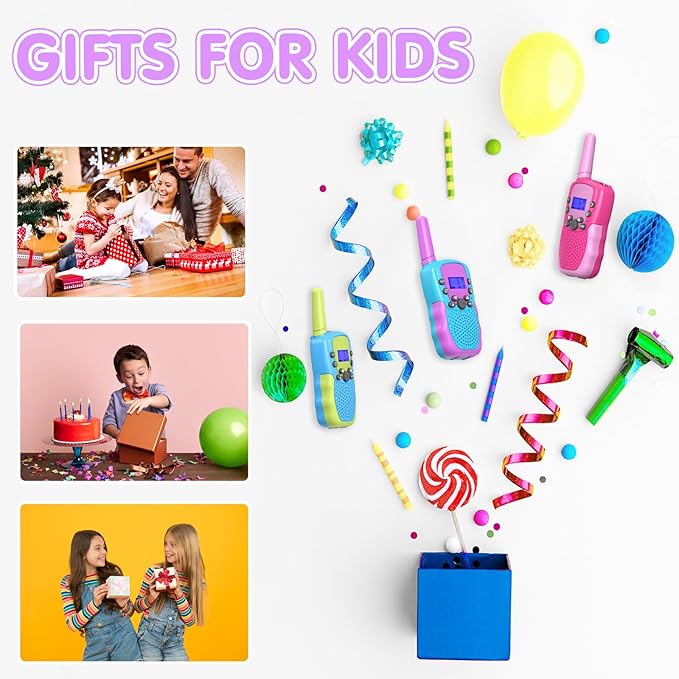 Selieve Walkie Talkies for Kids 3 Pack, Toys for 3-12 Year Old Boys or Girls, 3 KM Range Indoor Outdoor Activity Stem Toys, Gifts for 5-8 Year Old Boys and Girls